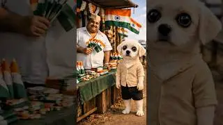 Puppy steals the tricolor flag for his child #puppy #ai #emotional #shorts