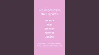 Top 20 girl names starting with J