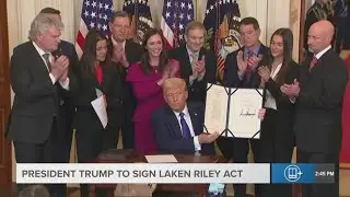 President Trump signs Laken Riley Act with her family behind him