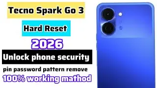 Tecno Spark Go 3 (KN3) Hard Reset.Unlock phone security.Pin password pattern remove without computer