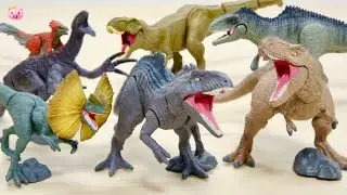 ジュラシックワールド 新たなる支配者 ラストの恐竜が集結! スタンドフィギュア T-REX, ギガノトサウルス, テリジノサウルス, ディロフォサウルス