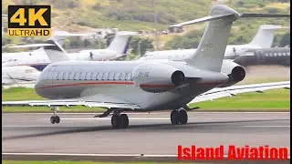 (4K) Vistajet Bombardier Global 7500 (9H-VIE) Blasting Out Of St. Kitts / Eastern Caribbean