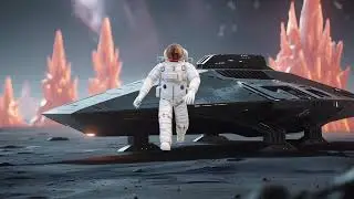 Astronaut In Motion Near Satellite