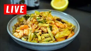 (LIVE) Recette des nouilles sautées crevettes à l’ail