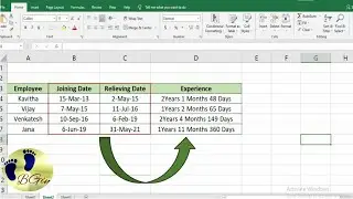 How to calculate Work Experience in Excel