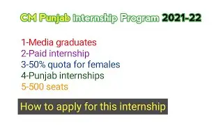 CM Punjab Internship Program 2021-22 Rs 20000 Stipend