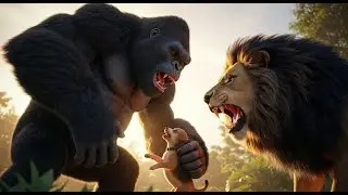 Epic Battle Kong Saves Puppy From the Lion King - Ultimate Fight!