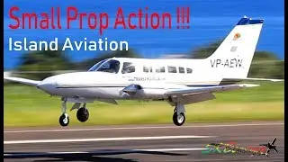 (3) Small Props Arrival - FedEx Caravan, Trans Anguilla Islander, Cessna 402  @ St. Kitts Airport