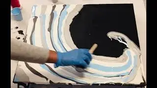 Stunning Acrylic Paint Pour ✨ Negative Space & Blow Dryer Fluid Art