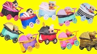 LOL Surprise Dolls Custom Stroller Store with Lils Sister Fuzzy Pets | Toy Egg Videos