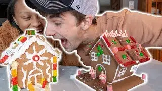 Boyfriend vs Girlfriend Gingerbread House Challenge | VLOGMAS DAY 5
