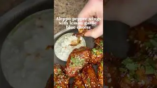 Aleppo pepper wings with lemon garlic blue cheese #food #foodie #foodlover #wings #recipe #cooking