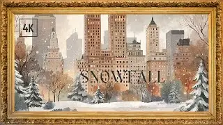New York Winter Background 4K | Snowfall Ambience | Frame TV Art | Smooth Jazz