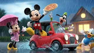 Mickey Mouse and Friends Rainy Pizza Delivery Adventure | 3D Cartoon for Kids