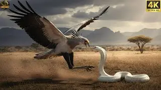 Two master predators clash. A cobra confronts a secretary bird. --- Wild Nature