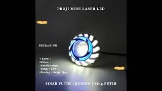 Lampu Proji Mini Laser LED &bull; Sinar High  Putih Low Kuning &bull; Ring Putih