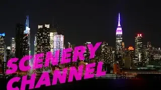 4K SCENIC New York City Skyline PURPLE Empire State Building