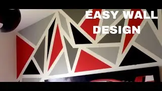 PAINTING A DIY GEOMETRIC WALL DESIGN! (EASY) (QUARANTINE ROOM IMPROVEMENT)