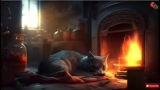 Cat and Crackling Fireplace🔥Deep Sleep, Stress Relief, Meditate   Join Trim