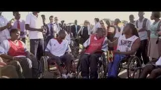 Ade Adepitan plays with the Ugandan wheelchair basketball team