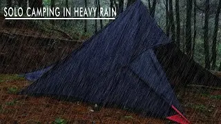 SOLO CAMPING IN HEAVY RAIN BUILD TARP TENT WITH FLYSHEET - BEEF STEAK