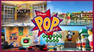 DISNEY'S POP CENTURY RESORT | FULL ROOM TOUR & RESORT TOUR | Food Court | Decade Areas | Pools