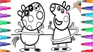 Peppa pig  drawing, Coloring and painting for kids and toddlers|peppa pig and Suji ship playing 