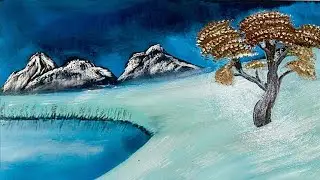 mountain lake art painting
