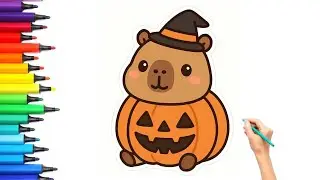 Halloween Capybara Drawing, Painting & Coloring For Kids and Toddlers_ Kids Art dibujos de capibara
