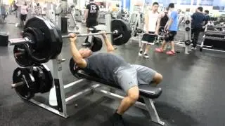 Bench pressing 360lbs for reps at 173lbs.