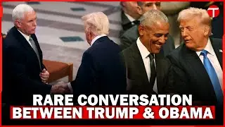 Trump shakes hands with Mike Pence, engages and shared laughs with Obama at Carter funeral