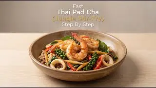 Fast Thai Pad Cha (Jungle Stir-Fry with Seafood) Cooking Guide Step By Step