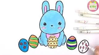 How to Draw Easter Eggs & Easter Bunny coloring and Color for Beginner Step by Step | Candy Art ☆