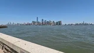 View of New York City from Ellis Island USA
