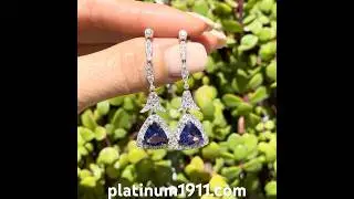 Platinum 5.61tcw Trillion Tanzanite & 1.70tcw OEC Diamond Drop Earrings 11.4g, 2