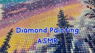 Relaxing ASMR Diamond Painting // No Talking // 1333 Diamonds // Winter Cabin at Sunset Part 2