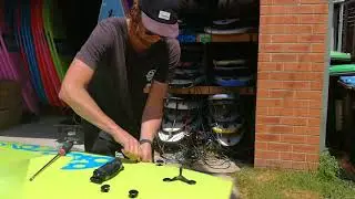 Manly Surf Guide Installs fins and legrope for Soft Surfboard Billow Softboard