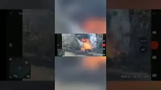 Russian tank exploding after being targeted by Ukraine&rsquo;s 93rd Mechanized Brigade in the Izyum area.
