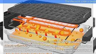 Techwood Smokeless Grill indoor Grill Power Electric Grill, Compact & Portable Non stick BBQ Grill,