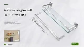 KOKOSIRI Bathroom Shelves with Towel Holder Rustproof Bathroom Tempered Glass Shelf Stainless Steel