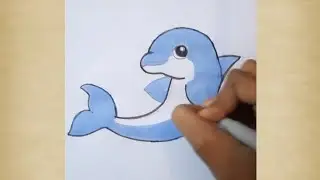 easy cute dolphin drawing | dolphin drawing with colour | easy dolphin drawing for kids