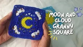 ☁️ moon and cloud granny square 🌙 crochet • step by step tutorial