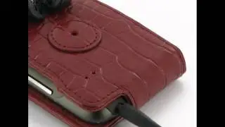 PDair Leather Case for HTC 7 Mozart T8698 - Flip Type (Red/Crocodile Pattern)