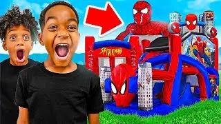 SURPRISING DJ & KYRIE WITH A GIANT BOUNCY HOUSE | The Prince Family Clubhouse