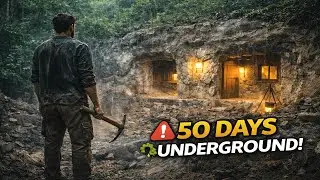 50 Days Carving Rock for an Underground House 🕳️🌳 Solo Survival Camp (Insane Build!)