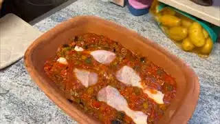 Römertopf  - Ratatouille mit Hähnchenschenkel