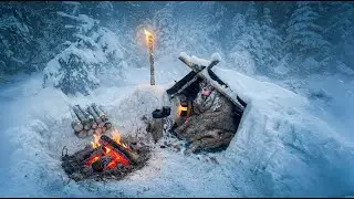 3 дня выживания в снежной буре при температуре -13°C; без палатки, без спального мешка. Bushcraft
