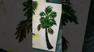 Palm tree painting oil pastel color // palm tree painting // tal gach drawing // তাল গাছ