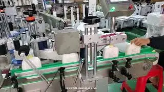 Automatic baby shampoo special shape bottle 2 side label top cap labeling machine