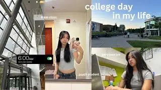 6AM day in my life as a college student 💻📖 (work, gym, psych class,  meeting) *realistic*